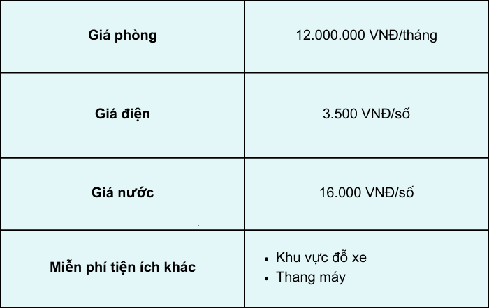 Chi phí và thời gian thanh toán toà nhà Thái Quang Apartment